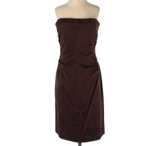 Robin Jordan Mini Dress strapless Brown Ruched Sides Cocktail Party Size 2